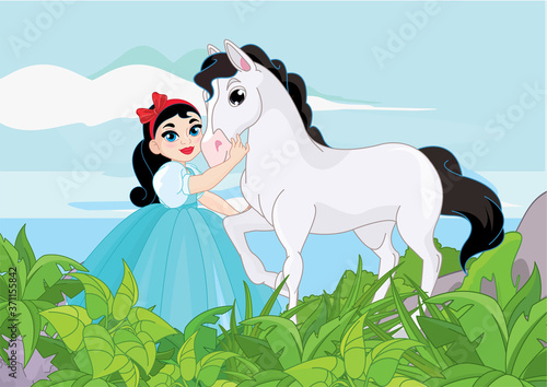 Little Cute Princess and horse