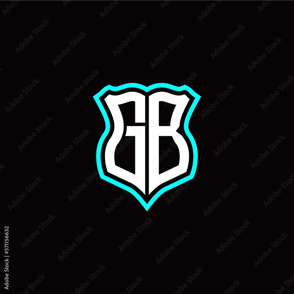 Initial G B letter with shield style logo template vector