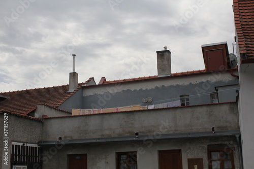 old brick chimney in cesky krumlov