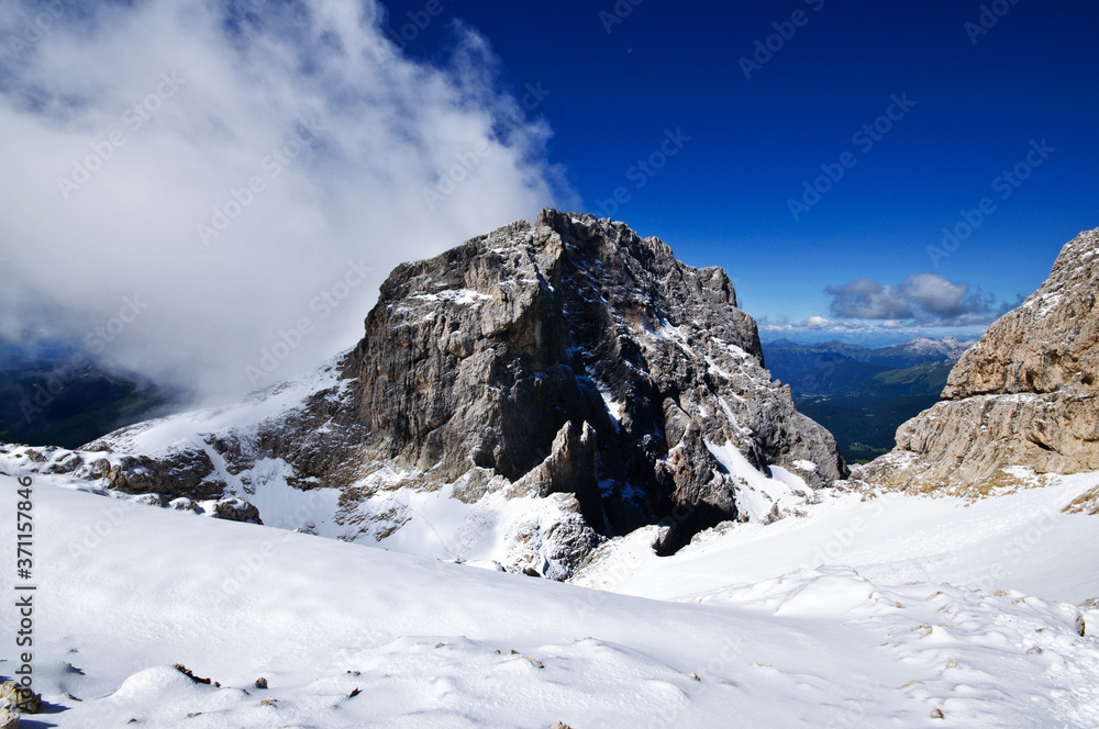 Alpine landscape with peaks covered by snow, Trentino Alto Adige, Italy