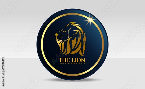 The Lion Logo Concept with Gold Colour. Vector Illustration