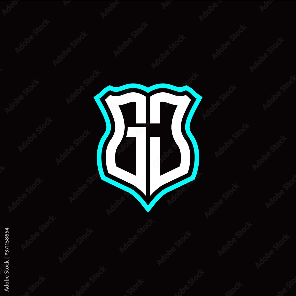 Initial G J letter with shield style logo template vector Initial G J letter with shield style logo template vector