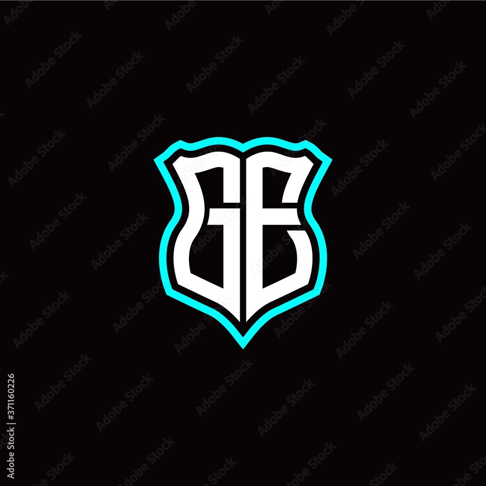 Initial G E letter with shield style logo template vector Initial G E letter with shield style logo template vector