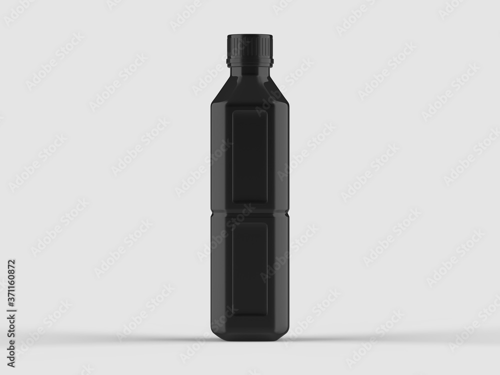 3D Rendering Black Bottle Plastic Mockup Isolated Label Space 3D Rendering Black Bottle Plastic Mockup Isolated Label Space