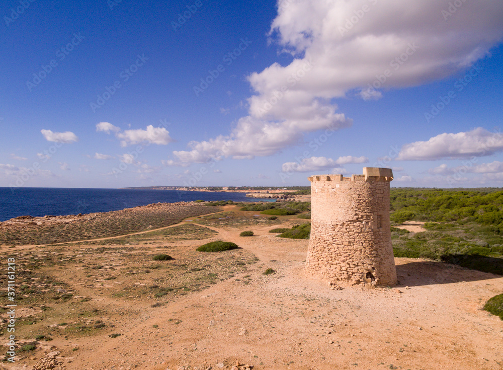 Watchtower of S Estalella, year 1577, S'Estalella,Llucmajor, Mallorca,, balearic islands, spain, europe