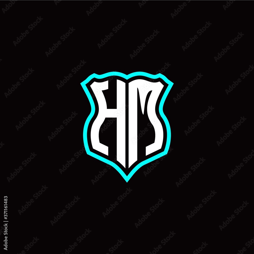 Initial H M letter with shield style logo template vector Initial H M letter with shield style logo template vector