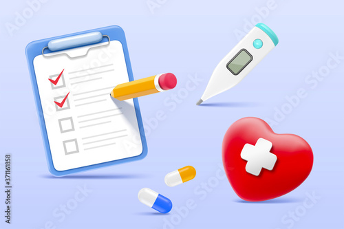 Set of cartoon medical items