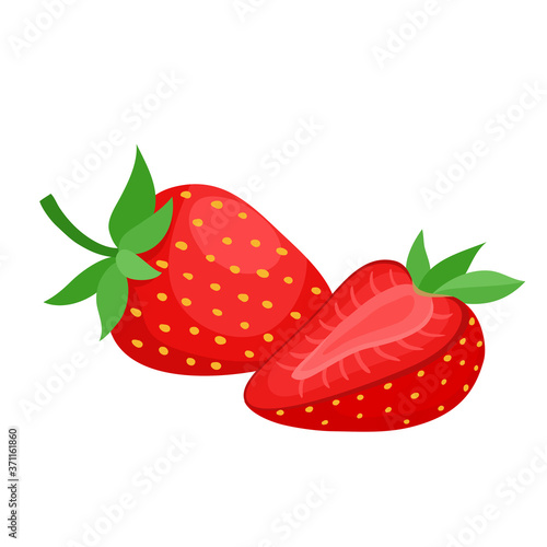 Cartoon bright natural strawberrys isolated on white.