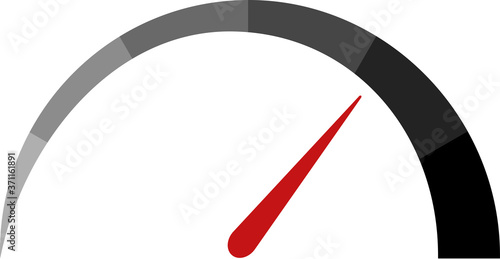 Speedometer, tachometer icon. Colour speedometer set. Scale from red to green performance measurement. Fast speed sign. 