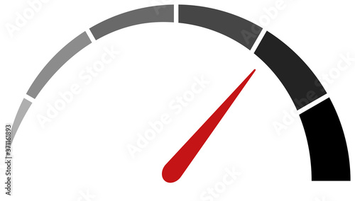 Speedometer, tachometer icon. Colour speedometer set. Scale from red to green performance measurement. Fast speed sign. 
