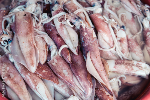 Dried squid and seafood Fish market on the island Seafood