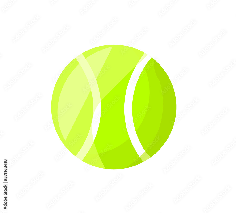 vector illustration of tennis ball with glare in cartoon flat style on isolated background