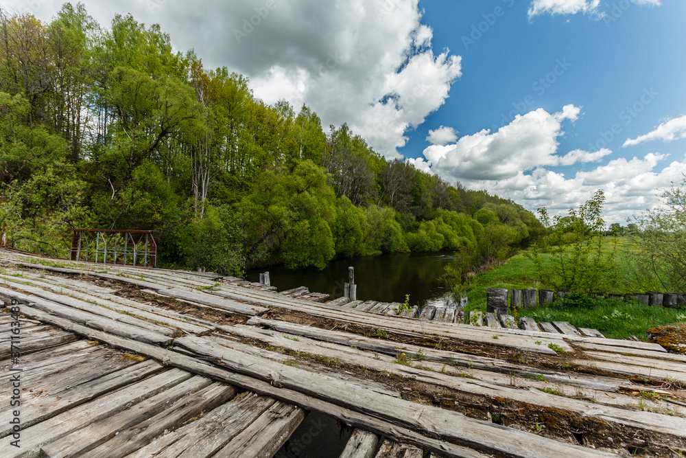 wooden bridge over the river wooden bridge over the river