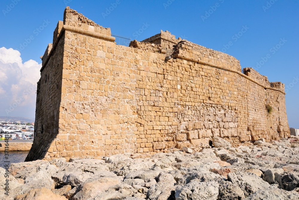 Paphos Castle located on the edge of Pafos harbor, originally built as a Byzantine fort to protect the harbor and then rebuilt by the Lusignans in the 13th century