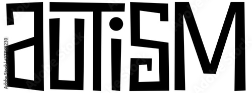 AUTISM black vector interlocking lettering banner