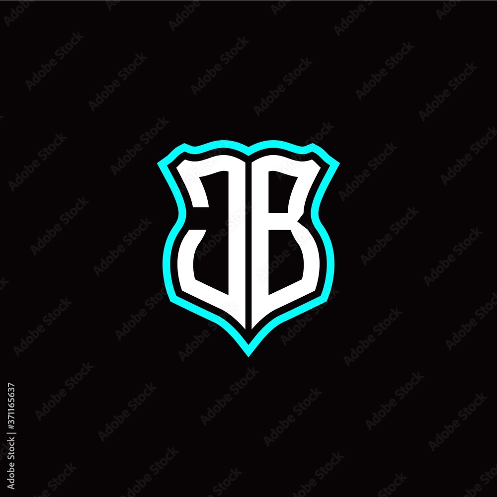 Initial J B letter with shield style logo template vector