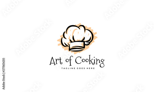 Chef Hat Drawing Logo - Artistic Chef Vector Sketch