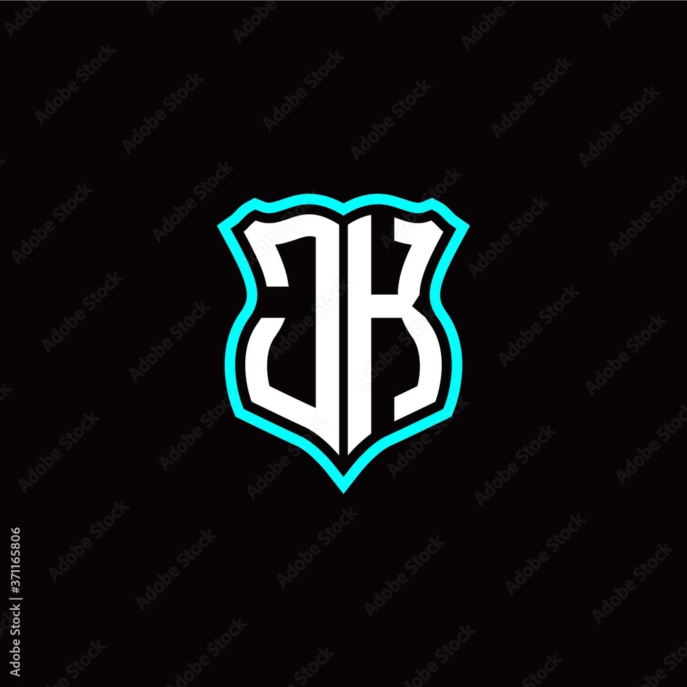 Initial J K letter with shield style logo template vector