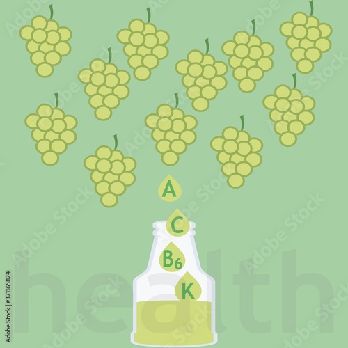vector illustration of vitamin grape juice on colored background