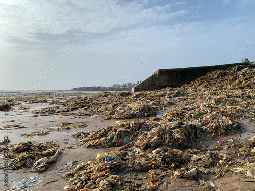 Garbages, Plastic, and wastes pollution on the Madh Island beach Mumbai
