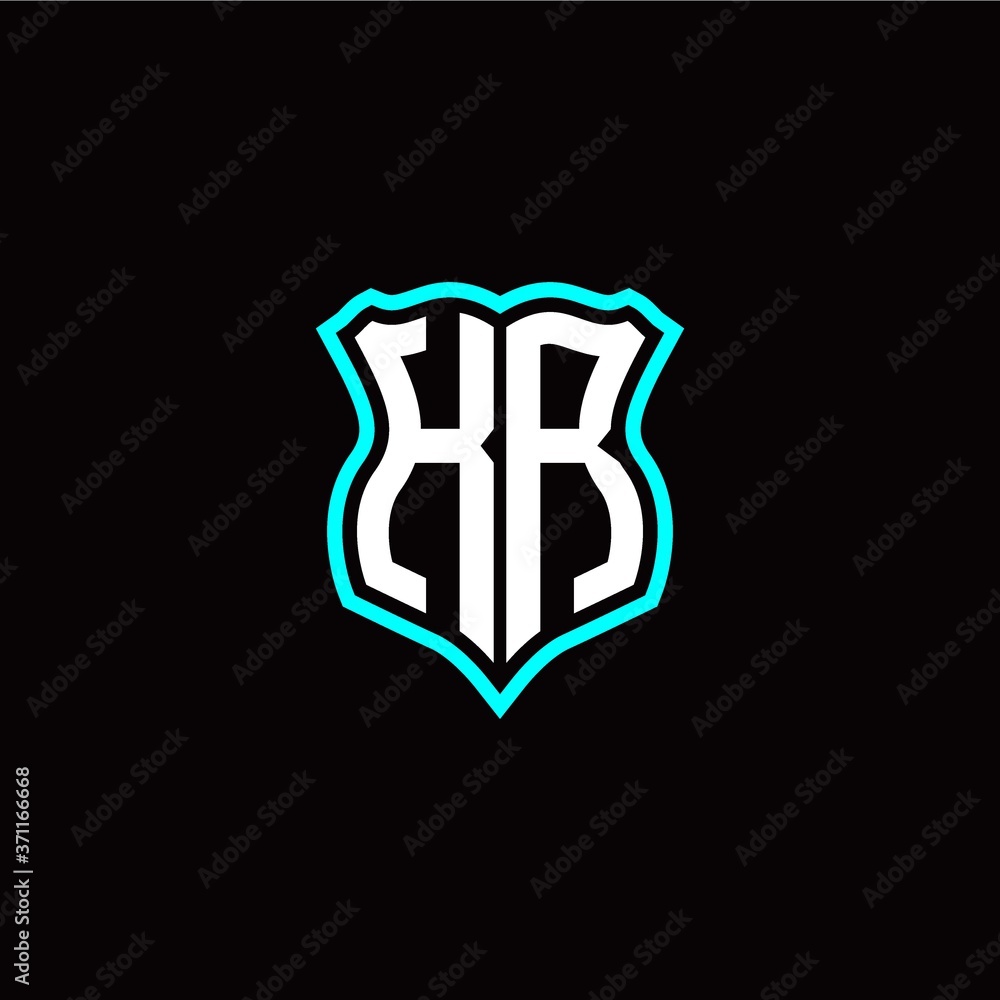Initial K R letter with shield style logo template vector Initial K R letter with shield style logo template vector