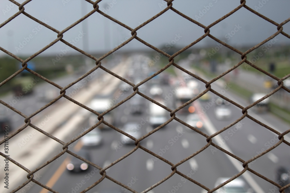 Traffic in the main streets of Bangkok is jammed, Blur background