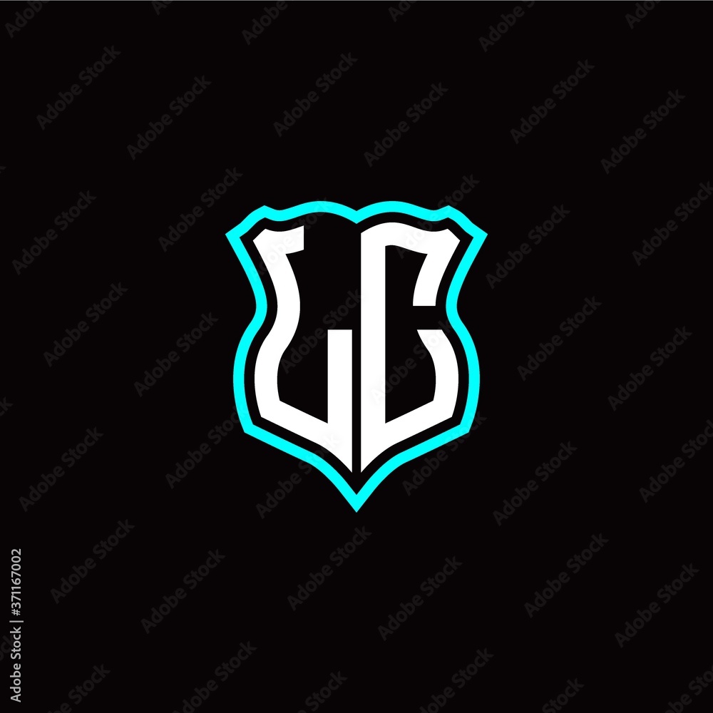 Initial L C letter with shield style logo template vector