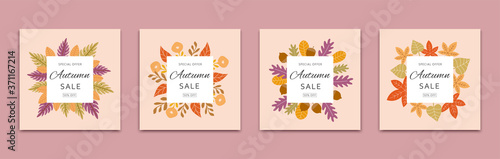 Autumn leaves frame cover set