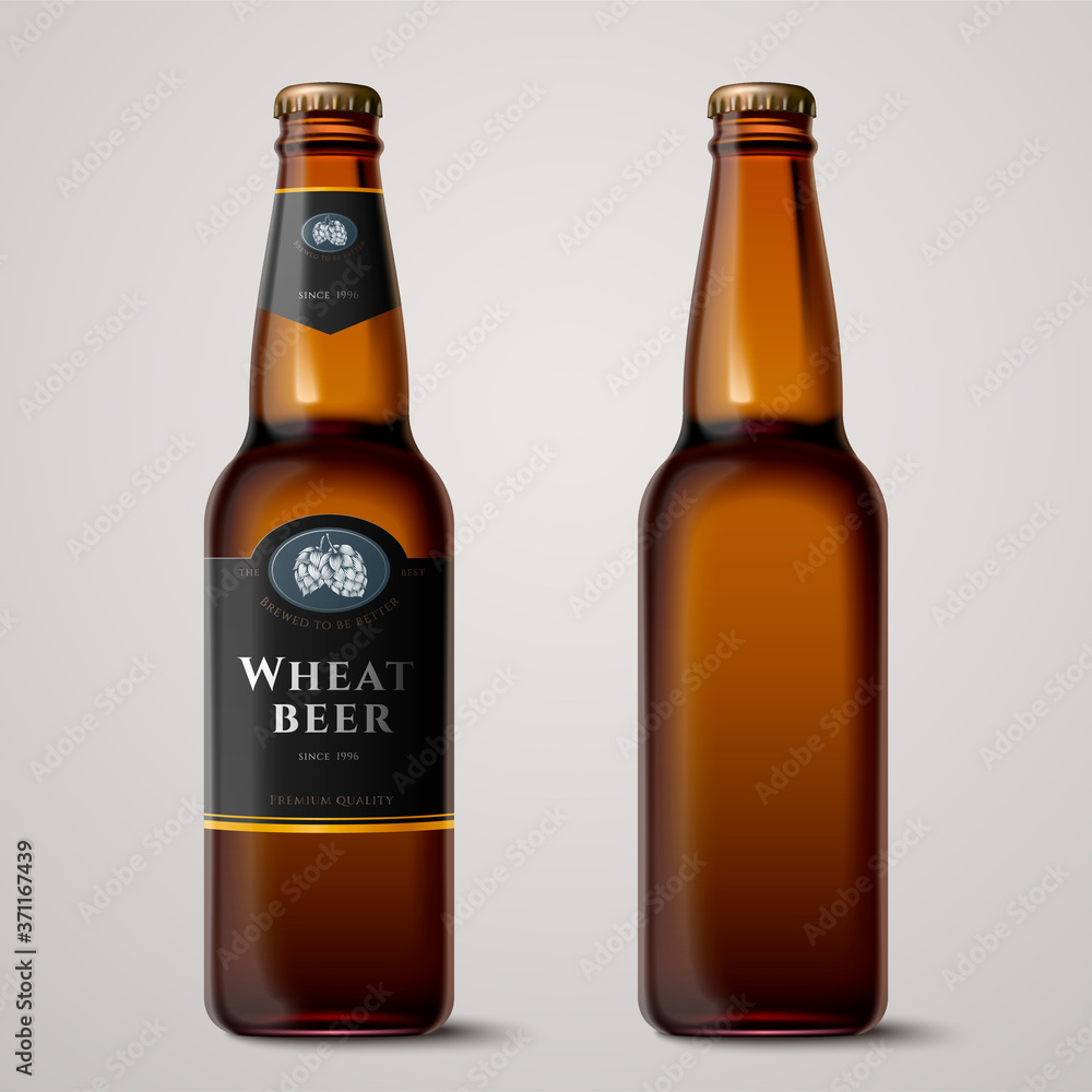 3d wheat beer glass bottles mockup 3d wheat beer glass bottles mockup