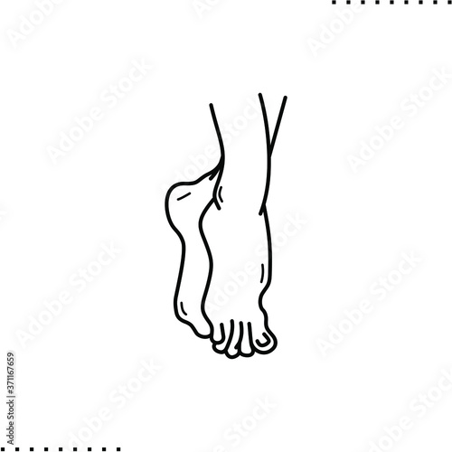 ballerina legs, tiptoe, bare feet vector icon in outline