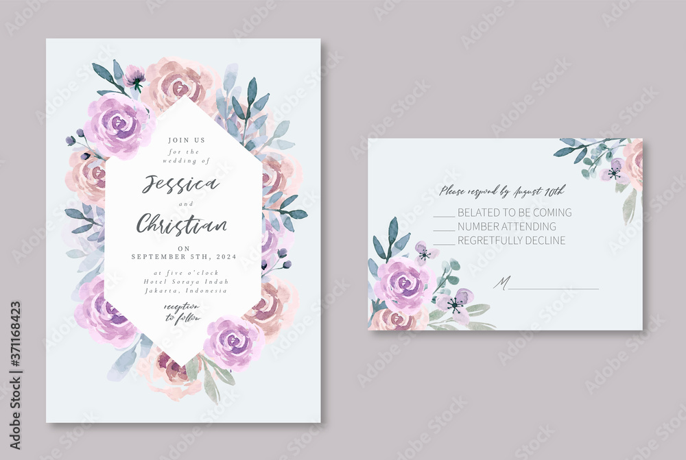 Soft Mauve Purple Watercolor Wedding Invitation