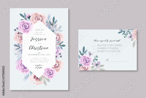 Soft Mauve Purple Watercolor Wedding Invitation