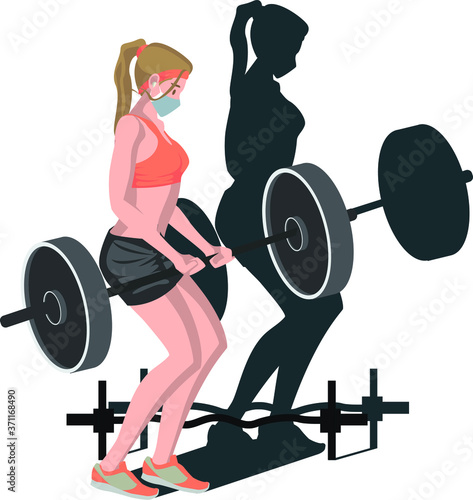 A woman doing fitness using weightlift illustration