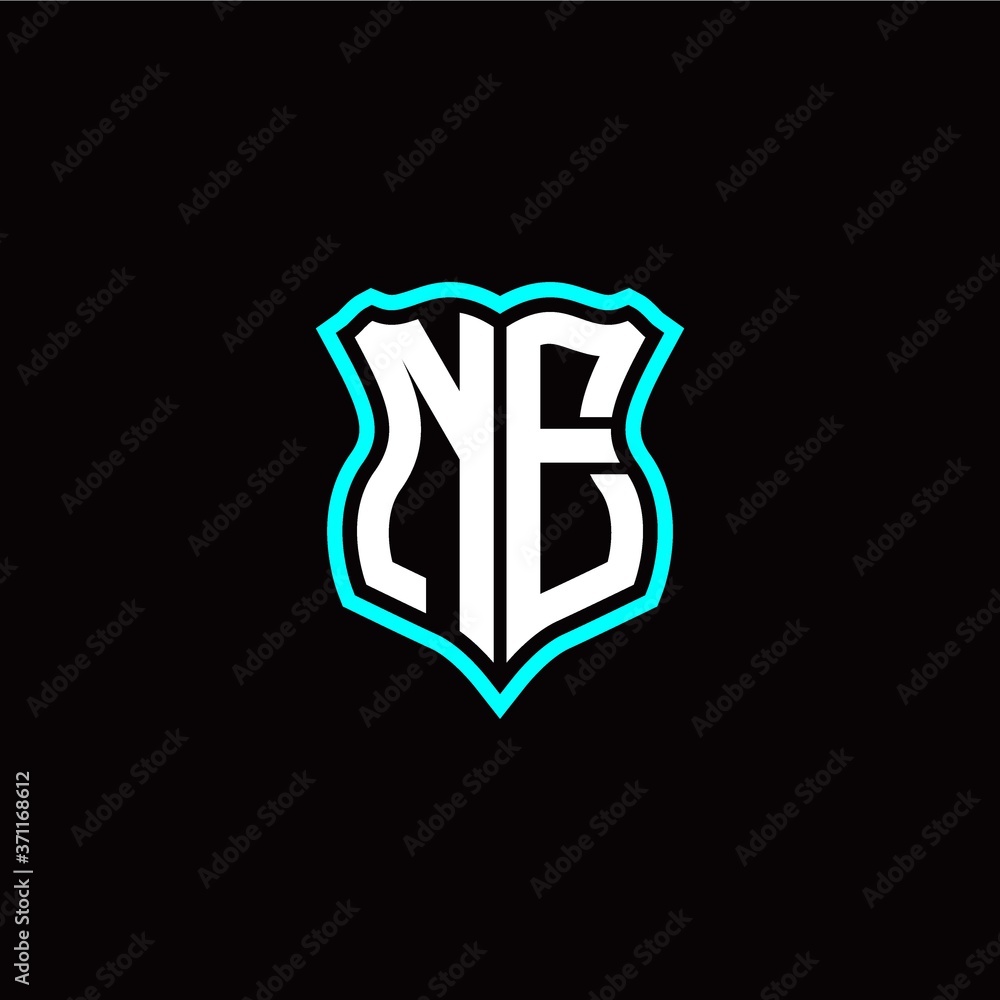 Initial N E letter with shield style logo template vector Initial N E letter with shield style logo template vector