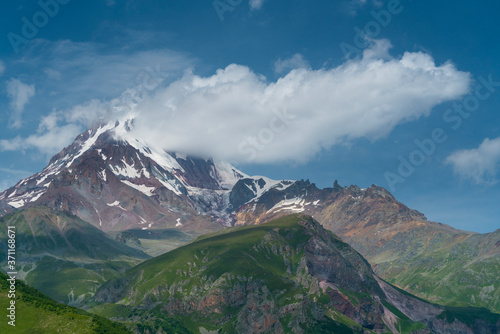 Kazbegi Peak and Glacier, Kazbegi Reserve, Georgian Military Highway, Mtskheta-Mtianeti Region, Georgia, Middle East