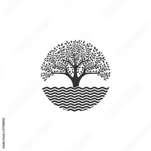 Tree of live in water abstract Logo design vector template