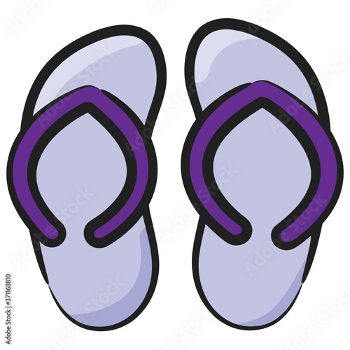 
A casual footwear with two stripes characterizing flip flops doodle vector  
