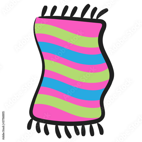 
Floor mat icon in doodle style, floor covering
