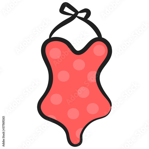 
Tight fitting garment worn for swimming, swimsuit in modern doodle style 
