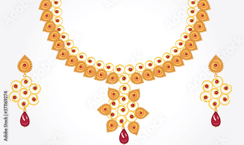 Jewelry necklace set with ear rings