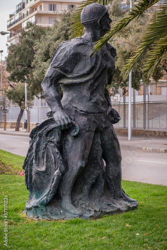 Ciclista, Aligi Sassu.Fecha: 1953 - 1998.Material: bronce., Sa Faixina, Palma, Mallorca, balearic islands, Spain photo