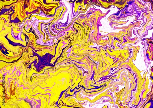 Yellow and purple marble abstract background design. Concept: illustration, colorful