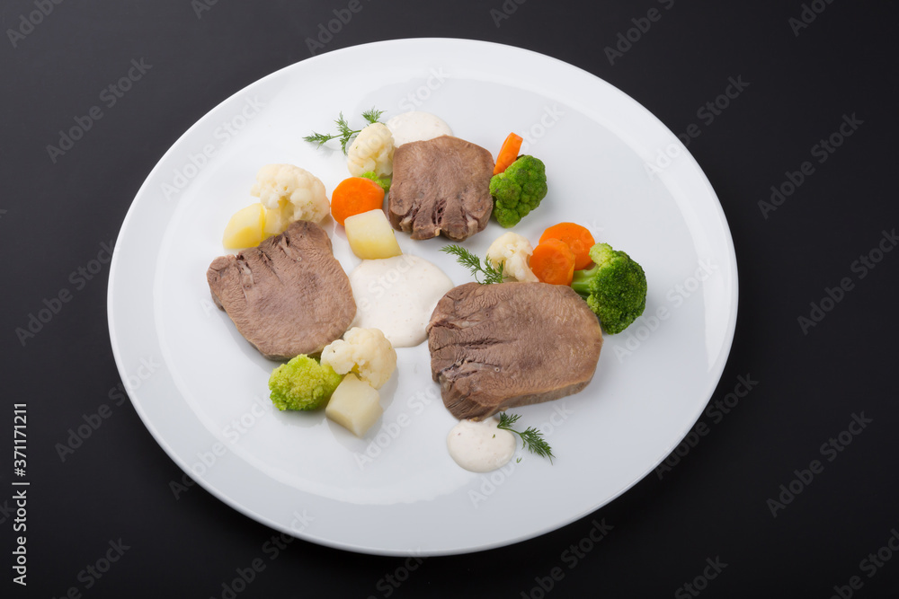 Prepared steamed beef tongue