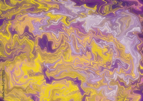 Yellow and purple blurry marble abstract background design. Concept: illustration, colorful