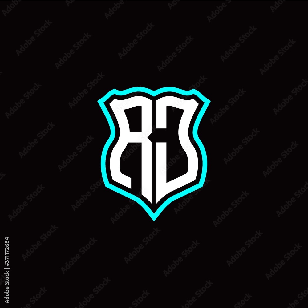 Initial R J letter with shield style logo template vector Initial R J letter with shield style logo template vector