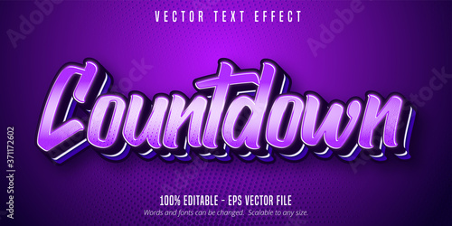 Countdown text, purple color pop art style editable text effect