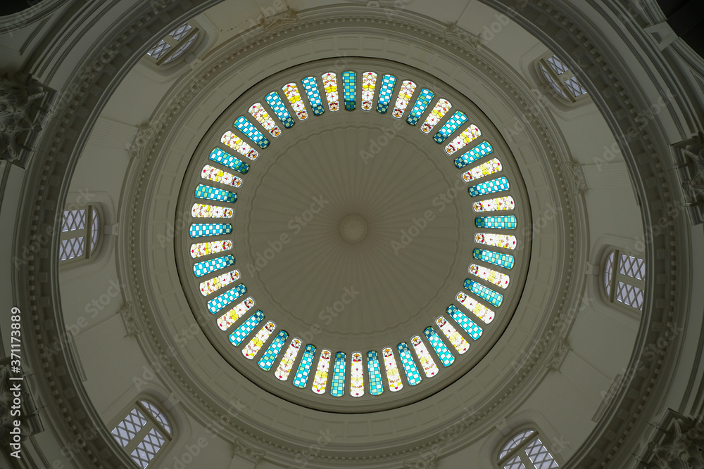 a dome with colorful stained glass in Singapore.