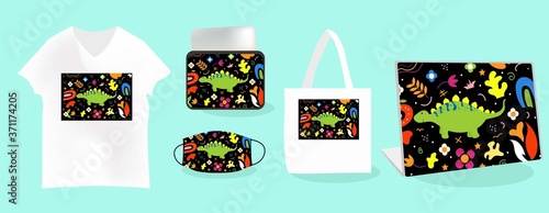 Cute Illustration art Prehistoric an pattern background. can be applied on the watch, totebag. souvenirs, tshirt, stickers, phone cases, pillows, laptop skins, travel mugs, masks, pin buttons