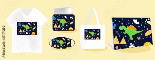 Cute Illustration art Prehistoric an pattern background. can be applied on the watch, totebag. souvenirs, tshirt, stickers, phone cases, pillows, laptop skins, travel mugs, masks, pin buttons