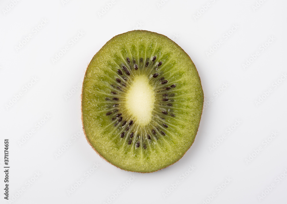 one slice of kiwi isolated on white background one slice of kiwi isolated on white background